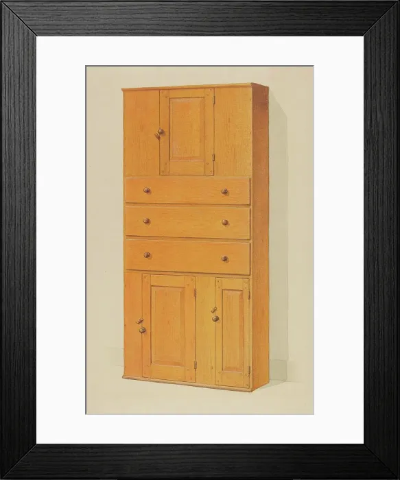 Framed Print : Shaker Cupboard with Drawers, c. 1936. Creator: Howard Weld Framed Print : Shaker Cupboard with Drawers, c. 1936. Creator: Howard Weld