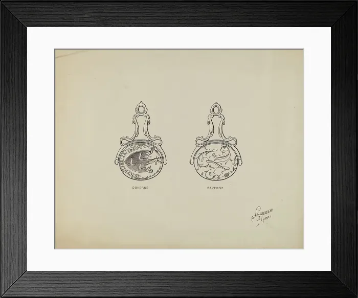 Framed Print : Watch Fob, c. 1939. Creator: Lawrence Flynn Framed Print : Watch Fob, c. 1939. Creator: Lawrence Flynn