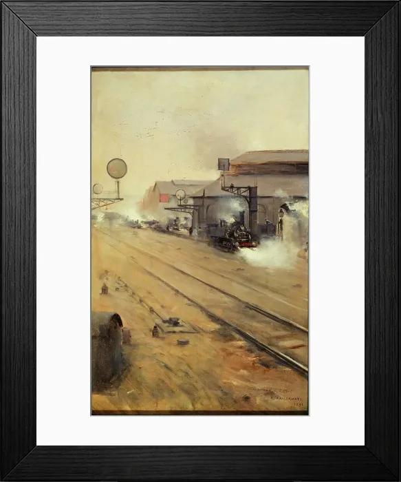 Framed Print : Delivery of locomotives to Batignolles, 1891. Creator: Ernest Jean Delahaye Framed Print : Delivery of locomotives to Batignolles, 1891. Creator: Ernest Jean Delahaye