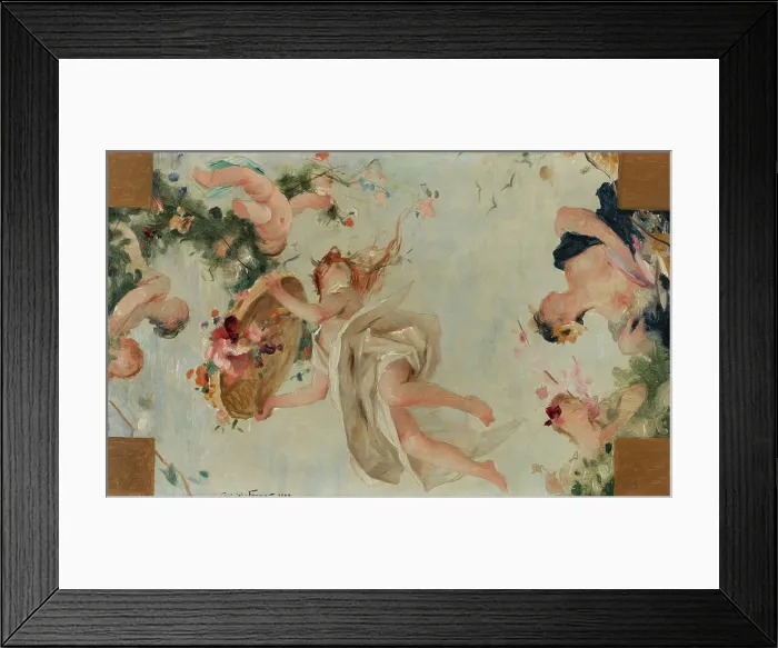 Framed Print : Sketch for the reception Hall of the Hotel de Ville in Paris: Flowers, 1892. Creator: Gabriel Ferrier Framed Print : Sketch for the reception Hall of the Hotel de Ville in Paris: Flowers, 1892. Creator: Gabriel Ferrier