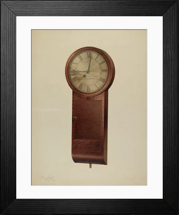 Framed Print : Wall Clock, c. 1938. Creator: Frank Wenger Framed Print : Wall Clock, c. 1938. Creator: Frank Wenger