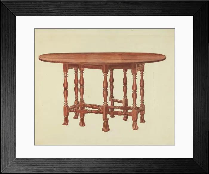 Framed Print : Gate Leg Table, c. 1940. Creator: Frank Wenger Framed Print : Gate Leg Table, c. 1940. Creator: Frank Wenger