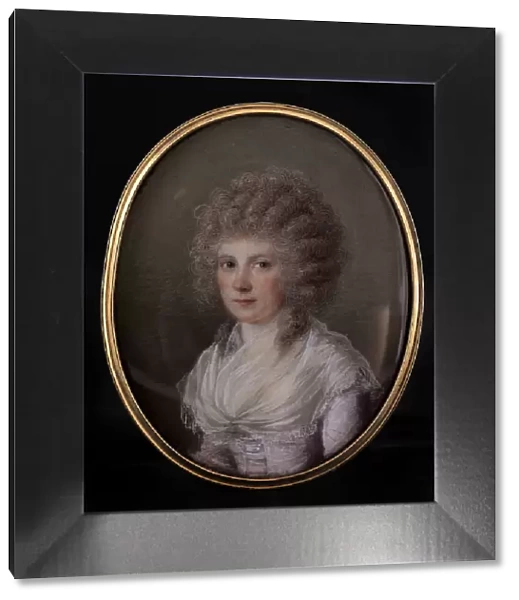 Portrait of a young woman in a curly wig, c1789. Creator: Francois Ferriere