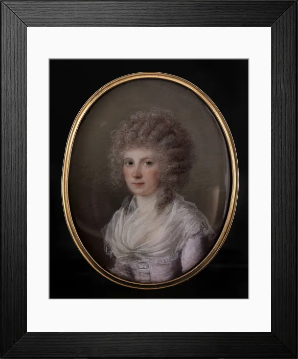 Framed Print : Portrait of a young woman in a curly wig, c1789. Creator: Francois Ferriere Framed Print : Portrait of a young woman in a curly wig, c1789. Creator: Francois Ferriere