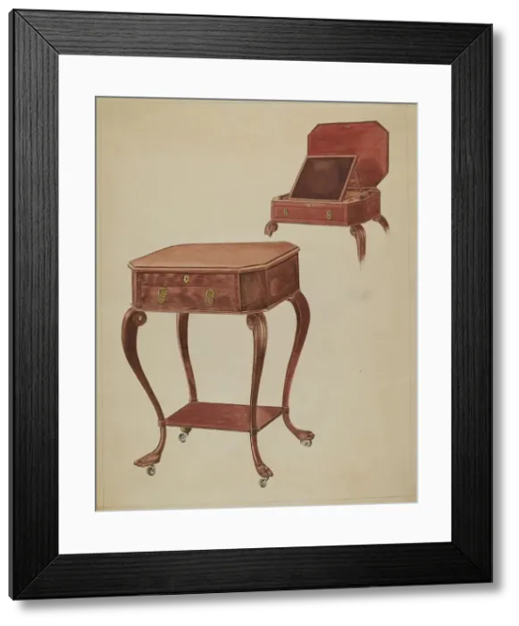 Framed Print : Writing or Sewing Table, c. 1936. Creator: Frank Wenger Framed Print : Writing or Sewing Table, c. 1936. Creator: Frank Wenger