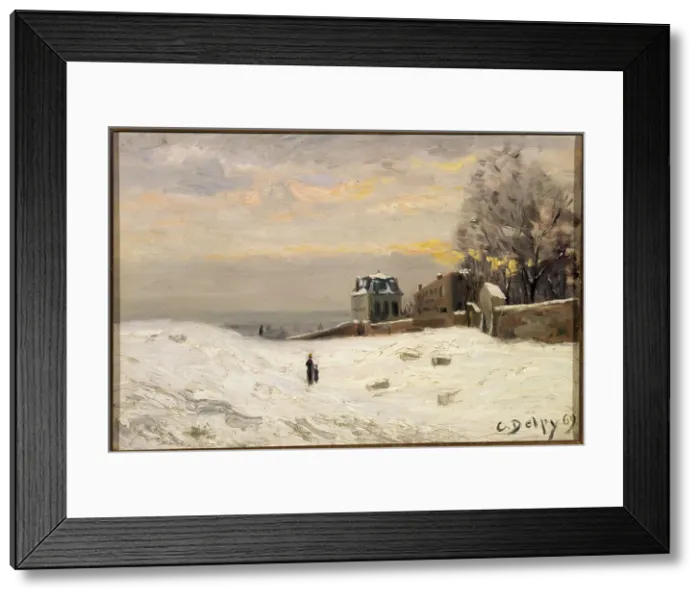 Framed Print : Snow in Montmartre, 1869. Creator: Hippolyte Camille Delpy Framed Print : Snow in Montmartre, 1869. Creator: Hippolyte Camille Delpy