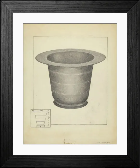 Framed Print : Pewter Commode Form, c. 1939. Creator: Charles Garjian Framed Print : Pewter Commode Form, c. 1939. Creator: Charles Garjian