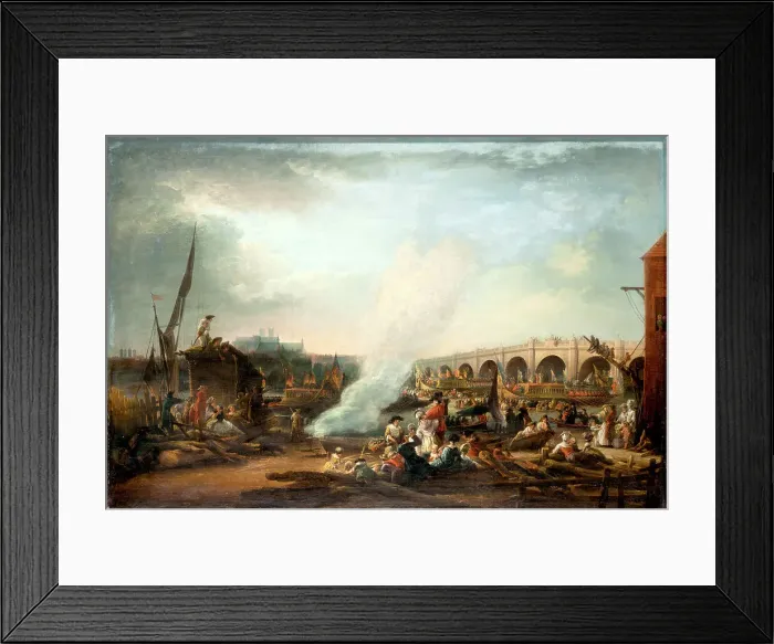 Framed Print : Westminster Bridge and the Thames Procession of King Christian VII of Denmark in 1768, 1769. Creator: Martin, Elias (1739-1818) Framed Print : Westminster Bridge and the Thames Procession of King Christian VII of Denmark in 1768, 1769. Creator: Martin, Elias (1739-1818)