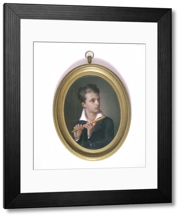 Framed Print : Portrait of Henri-Gérard Fontallard playing the transverse flute, 1812. Creator: Jean-Francois Fontallard Framed Print : Portrait of Henri-Gérard Fontallard playing the transverse flute, 1812. Creator: Jean-Francois Fontallard