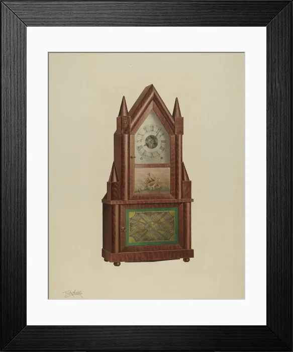 Framed Print : Shelf Clock, c. 1938. Creator: Frank Wenger Framed Print : Shelf Clock, c. 1938. Creator: Frank Wenger
