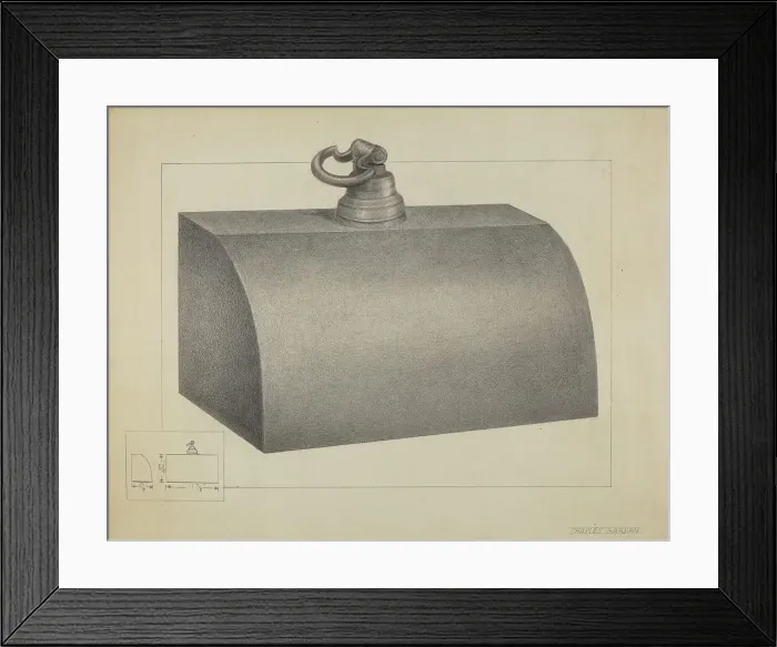 Framed Print : Pewter Foot Warmer, 1936. Creator: Charles Garjian Framed Print : Pewter Foot Warmer, 1936. Creator: Charles Garjian