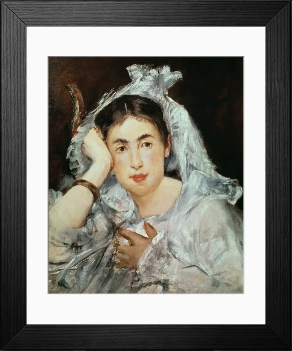 Framed Print : Feune fille en blanc (Marguerite de Conflans au capuchon), 1873. Creator: Manet, Édouard (1832-1883) Framed Print : Feune fille en blanc (Marguerite de Conflans au capuchon), 1873. Creator: Manet, Édouard (1832-1883)