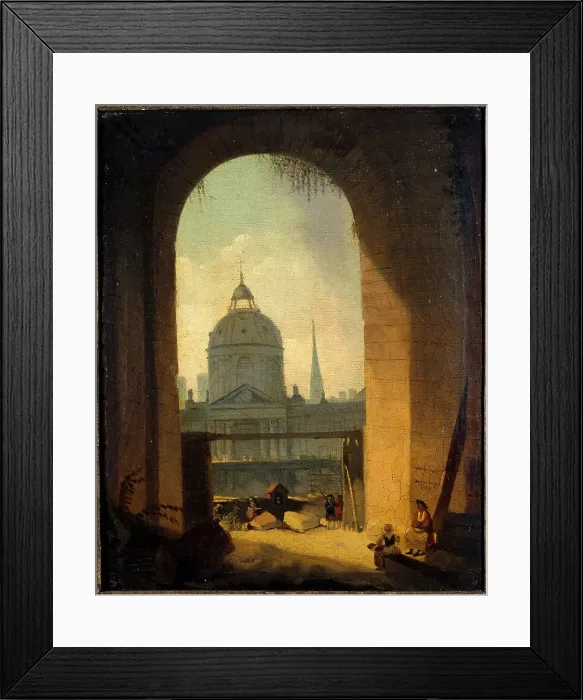Framed Print : College des Quatres-Nations, seen from the entrance to the courtyard of the Louvre, 1780. Creator: Pierre-Antoine Demachy Framed Print : College des Quatres-Nations, seen from the entrance to the courtyard of the Louvre, 1780. Creator: Pierre-Antoine Demachy