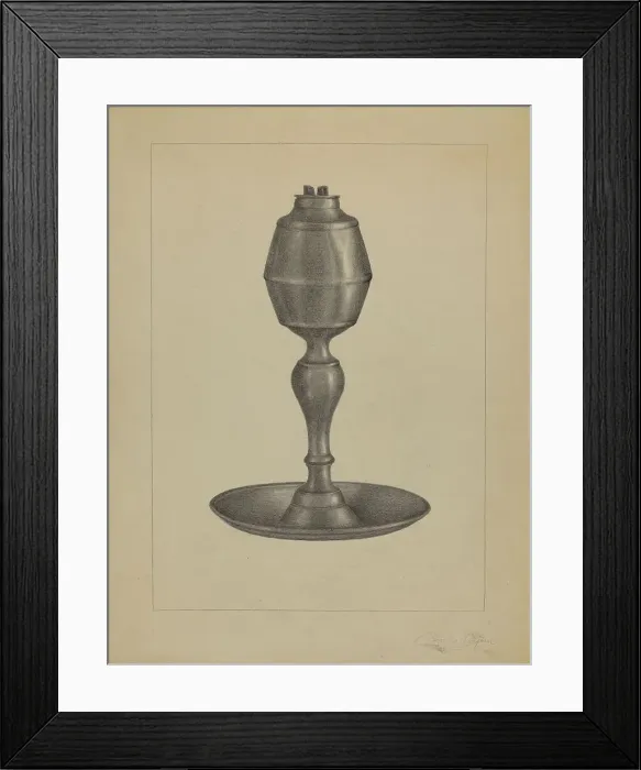 Framed Print : Whale Oil Lamp, c. 1936. Creator: Charles Garjian Framed Print : Whale Oil Lamp, c. 1936. Creator: Charles Garjian