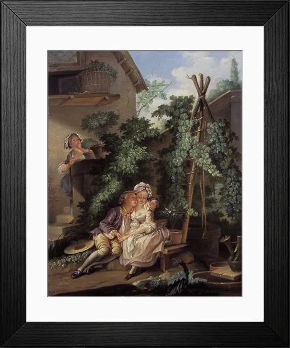 Framed Print : The gallant gardener, c1770. Creator: Ecole Francaise Framed Print : The gallant gardener, c1770. Creator: Ecole Francaise