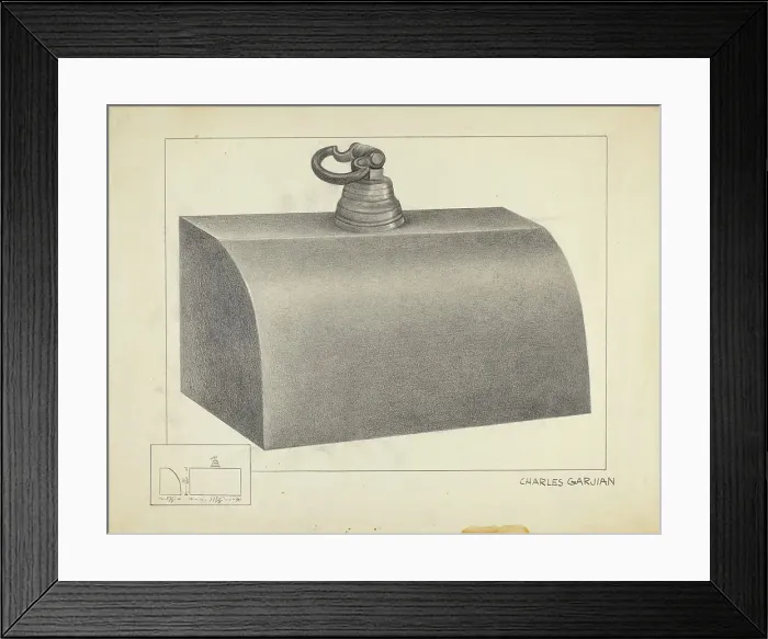 Framed Print : Pewter Foot Warmer, c. 1936. Creator: Charles Garjian Framed Print : Pewter Foot Warmer, c. 1936. Creator: Charles Garjian