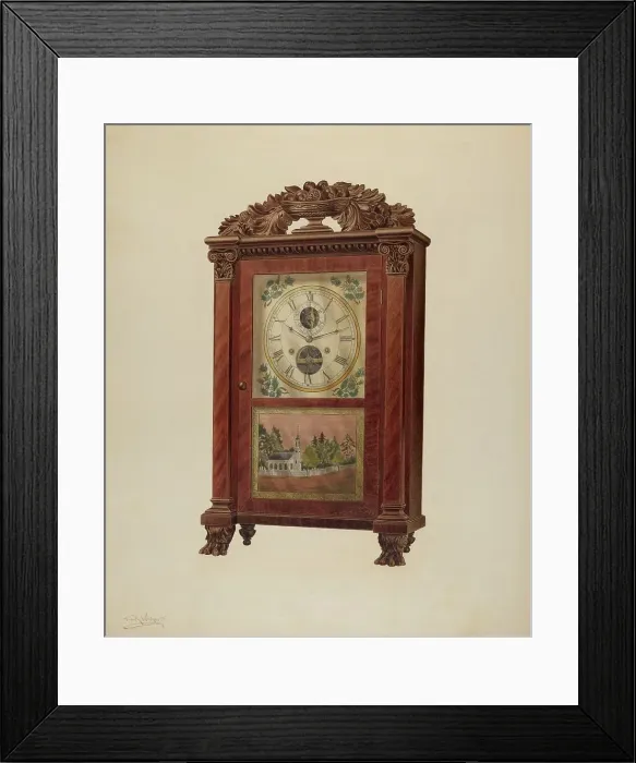 Framed Print : Shelf Clock, c. 1938. Creator: Frank Wenger Framed Print : Shelf Clock, c. 1938. Creator: Frank Wenger