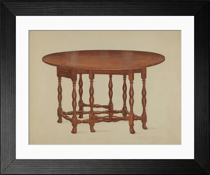 Framed Print : Gate-legged Table, c. 1937. Creator: Frank Wenger Framed Print : Gate-legged Table, c. 1937. Creator: Frank Wenger