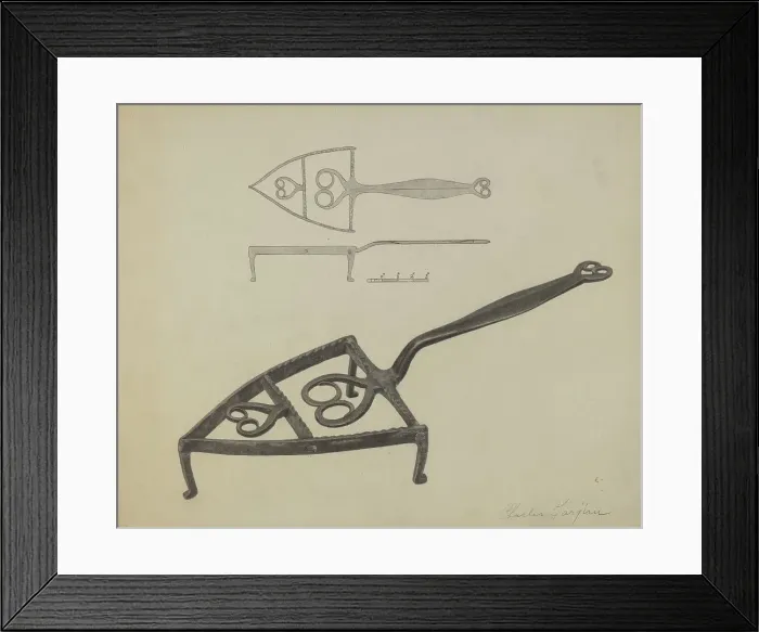 Framed Print : Pa. German Flat-iron Holder, c. 1938. Creator: Charles Garjian Framed Print : Pa. German Flat-iron Holder, c. 1938. Creator: Charles Garjian