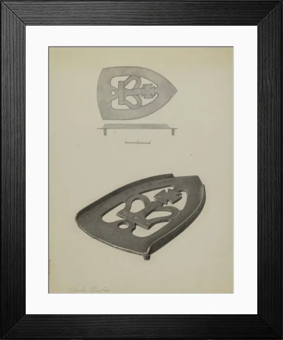 Framed Print : Flat Iron Holder, c. 1938. Creator: Charles Garjian Framed Print : Flat Iron Holder, c. 1938. Creator: Charles Garjian