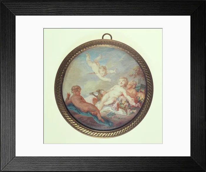 Framed Print : Cherub gardeners, c1850. Creator: Ecole Francaise Framed Print : Cherub gardeners, c1850. Creator: Ecole Francaise