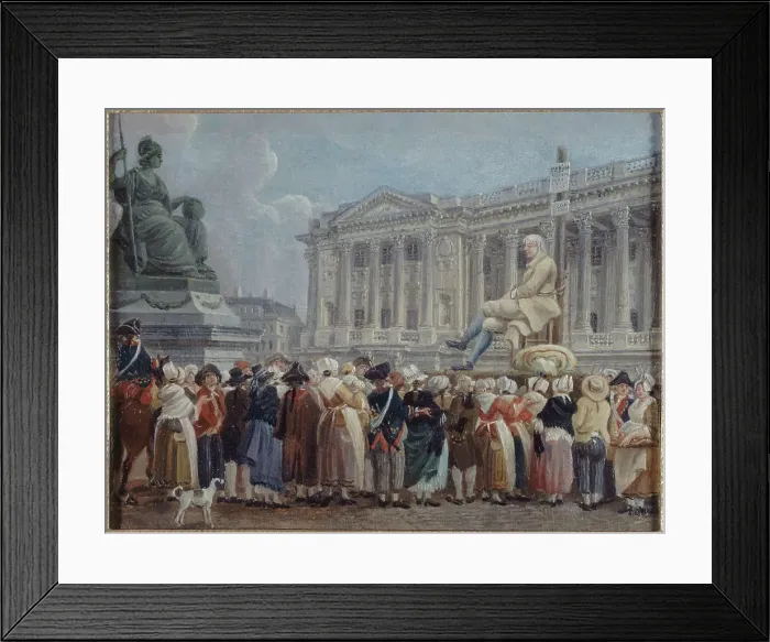 Framed Print : Exhibition of Pierre Nicolas Perrin in Place de la Revolution, 29 vendemiaire, year II, c1793. Creator: Pierre-Antoine Demachy Framed Print : Exhibition of Pierre Nicolas Perrin in Place de la Revolution, 29 vendemiaire, year II, c1793. Creator: Pierre-Antoine Demachy