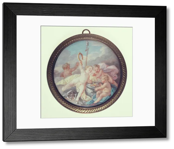 Framed Print : Cherub physicists, c1850. Creator: Ecole Francaise Framed Print : Cherub physicists, c1850. Creator: Ecole Francaise