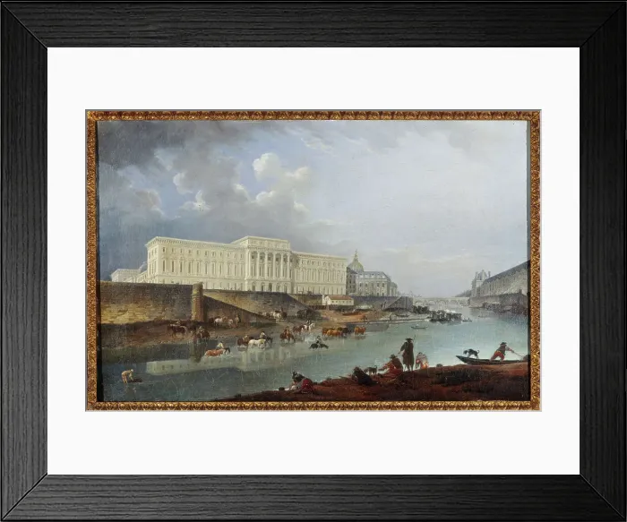 Framed Print : Hotel de la Monnaie, the Quai de Conti and the Seine, seen from the tip of la Cite, 1777. Creator: Pierre-Antoine Demachy Framed Print : Hotel de la Monnaie, the Quai de Conti and the Seine, seen from the tip of la Cite, 1777. Creator: Pierre-Antoine Demachy
