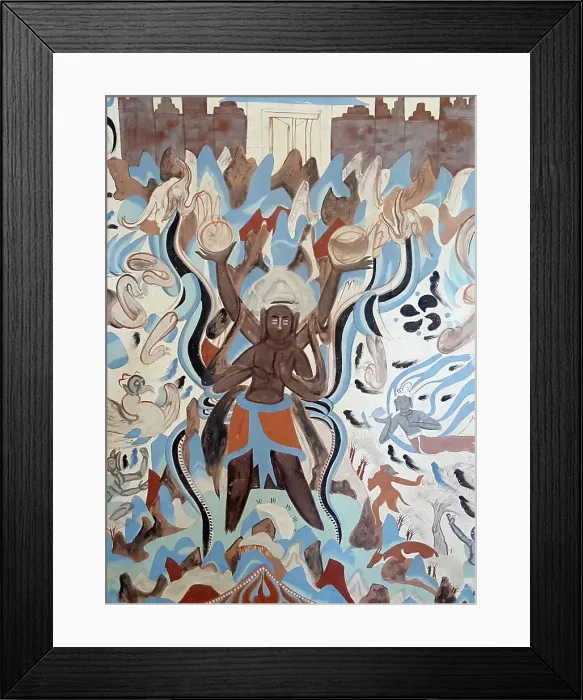 Framed Print : Asura in 249th cave of Mogao, 6th century. Creator: Central Asian Art Framed Print : Asura in 249th cave of Mogao, 6th century. Creator: Central Asian Art