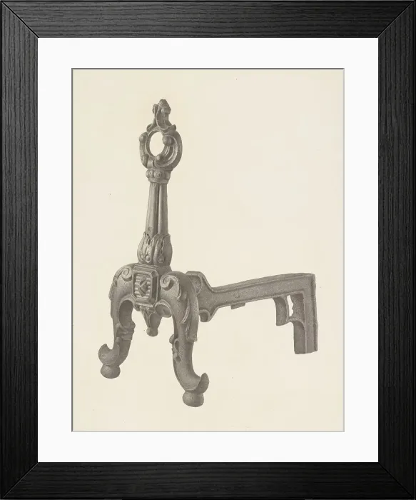 Framed Print : Andiron (one of pair), c. 1941. Creator: Milton Grubstein Framed Print : Andiron (one of pair), c. 1941. Creator: Milton Grubstein