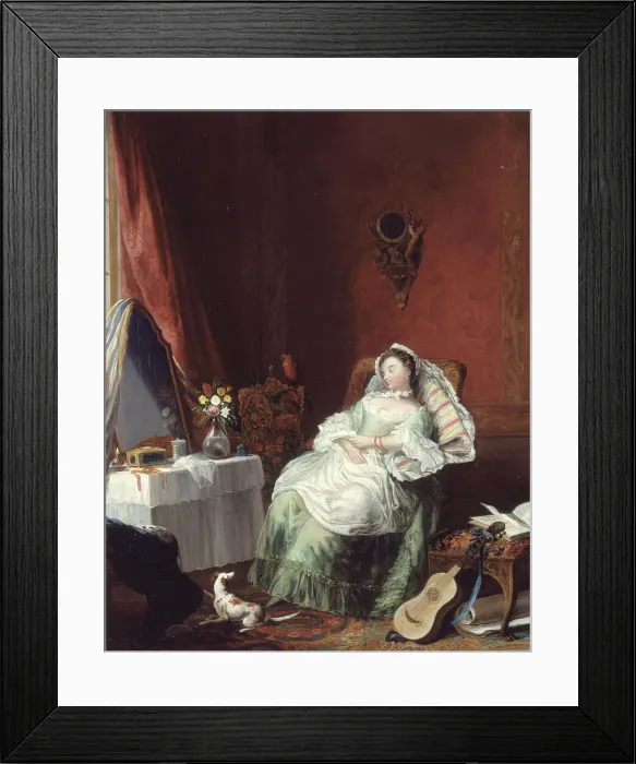 Framed Print : The sleeping reader. Creator: Ecole Francaise Framed Print : The sleeping reader. Creator: Ecole Francaise