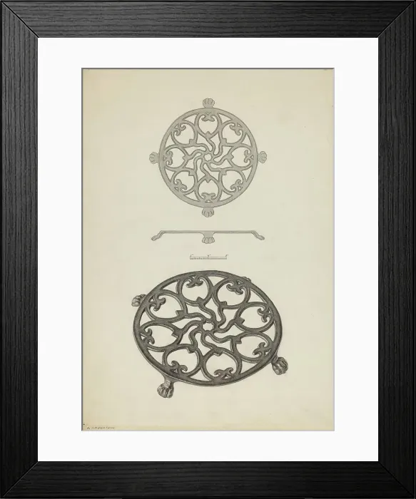 Framed Print : Trivet, c. 1938. Creator: Milton Grubstein Framed Print : Trivet, c. 1938. Creator: Milton Grubstein
