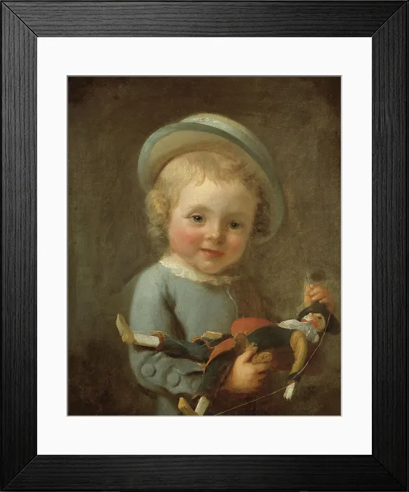 Framed Print : Portrait of a boy holding a puppet. Creator: Ecole Francaise Framed Print : Portrait of a boy holding a puppet. Creator: Ecole Francaise