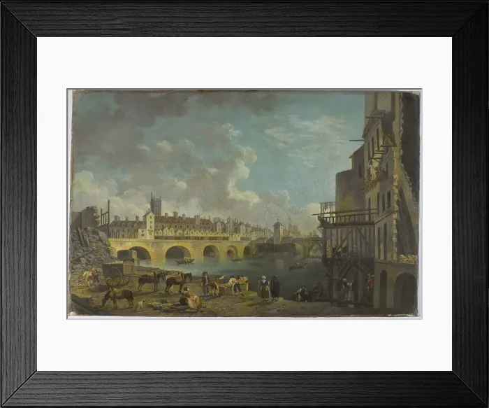 Framed Print : View of Quai de Gesvres during demolition of houses at the Pont au Change, c1788. Creator: Pierre-Antoine Demachy Framed Print : View of Quai de Gesvres during demolition of houses at the Pont au Change, c1788. Creator: Pierre-Antoine Demachy