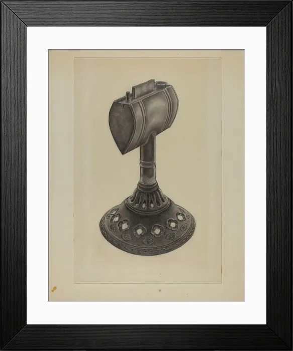 Framed Print : Lard Oil Lamp, 1935 / 1942. Creator: Milton Grubstein Framed Print : Lard Oil Lamp, 1935 / 1942. Creator: Milton Grubstein
