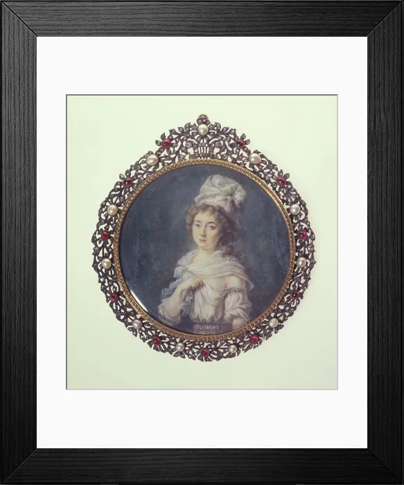 Framed Print : Young woman in a white headscarf, between 1790 and 1800. Creator: Ecole Francaise Framed Print : Young woman in a white headscarf, between 1790 and 1800. Creator: Ecole Francaise