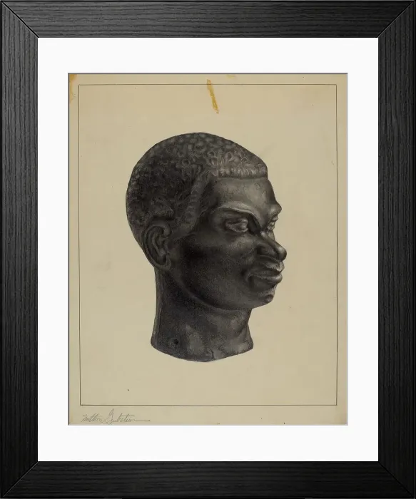 Framed Print : Head (Top of Hitching Post), c. 1937. Creator: Milton Grubstein Framed Print : Head (Top of Hitching Post), c. 1937. Creator: Milton Grubstein
