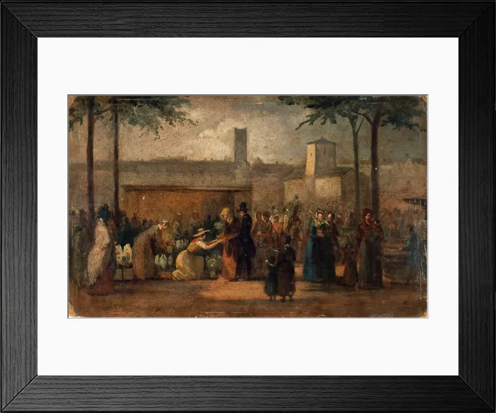 Framed Print : The flower market, c1839. Creator: Jean-Francois Demay Framed Print : The flower market, c1839. Creator: Jean-Francois Demay