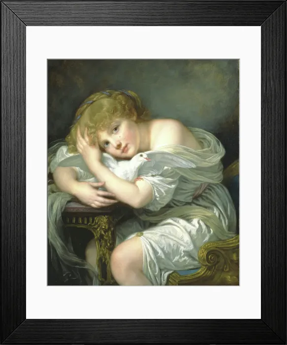 Framed Print : Child with a Dove. Creator: Greuze, Jean-Baptiste (1725-1805) Framed Print : Child with a Dove. Creator: Greuze, Jean-Baptiste (1725-1805)