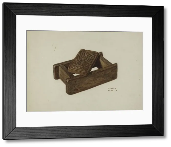 Framed Print : Pa. German Butter Mold, c. 1940. Creator: Luther D. Wenrich Framed Print : Pa. German Butter Mold, c. 1940. Creator: Luther D. Wenrich