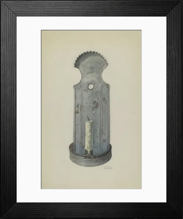 Framed Print : Tin Wall Sconce, c. 1939. Creator: Luther D. Wenrich Framed Print : Tin Wall Sconce, c. 1939. Creator: Luther D. Wenrich