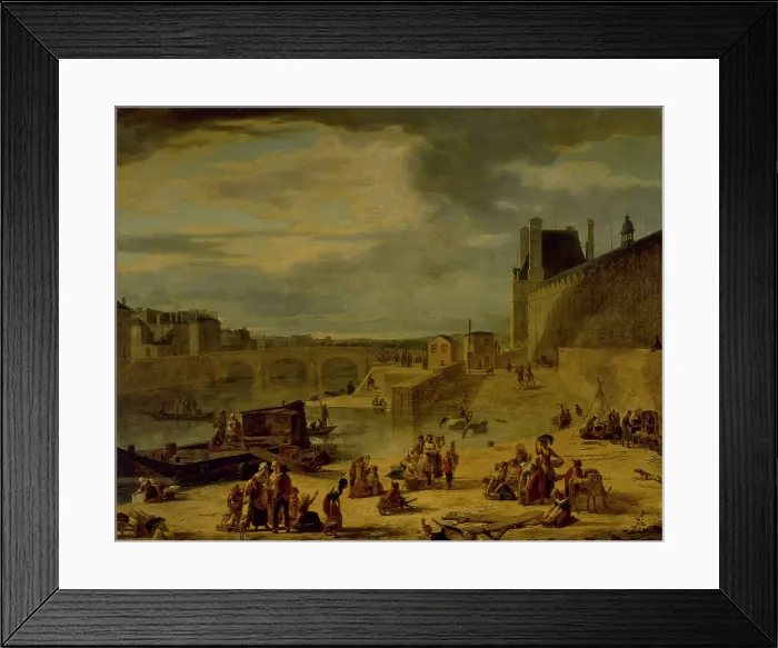 Framed Print : Grande Galerie of the Louvre and Pont Royal, seen from Port Saint-Nicolas, c1800. Creator: Jean-Francois Depelchin Framed Print : Grande Galerie of the Louvre and Pont Royal, seen from Port Saint-Nicolas, c1800. Creator: Jean-Francois Depelchin