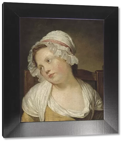 Portrait of a little girl in a white cap. Creator: Ecole Francaise
