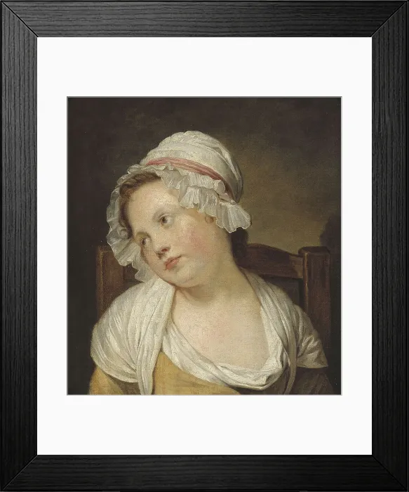 Framed Print : Portrait of a little girl in a white cap. Creator: Ecole Francaise Framed Print : Portrait of a little girl in a white cap. Creator: Ecole Francaise