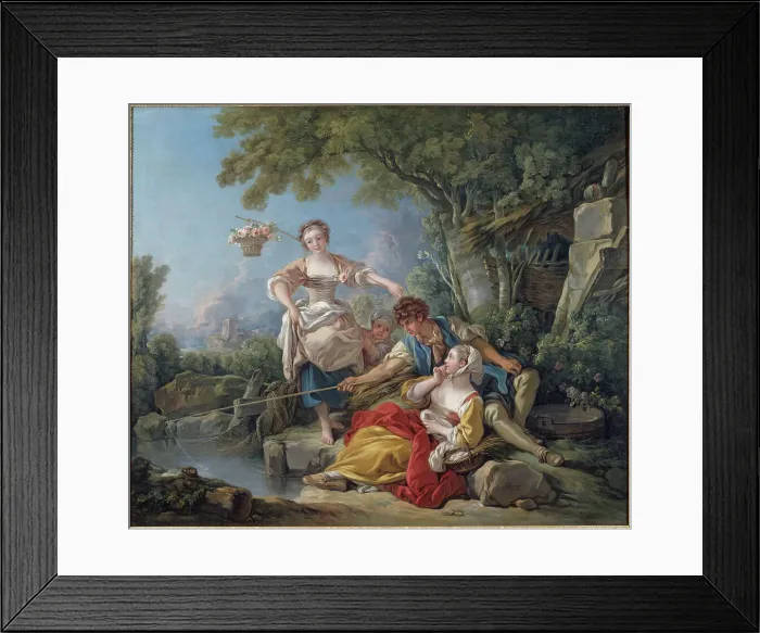 Framed Print : La Pêche à la ligne, 1767. Creator: Boucher, François (1703-1770) Framed Print : La Pêche à la ligne, 1767. Creator: Boucher, François (1703-1770)