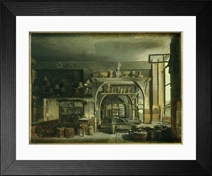 Framed Print : Workshop of the goldsmith Odiot (1763-1850), rue Saint-Honore, c1822. Creator: Francois Desmoulins Framed Print : Workshop of the goldsmith Odiot (1763-1850), rue Saint-Honore, c1822. Creator: Francois Desmoulins
