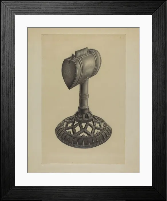 Framed Print : Lard Oil Lamp, c. 1937. Creator: Milton Grubstein Framed Print : Lard Oil Lamp, c. 1937. Creator: Milton Grubstein