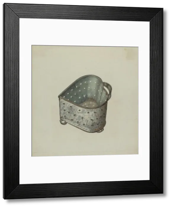 Framed Print : Pa. German Cheese Strainer, c. 1940. Creator: Luther D. Wenrich Framed Print : Pa. German Cheese Strainer, c. 1940. Creator: Luther D. Wenrich