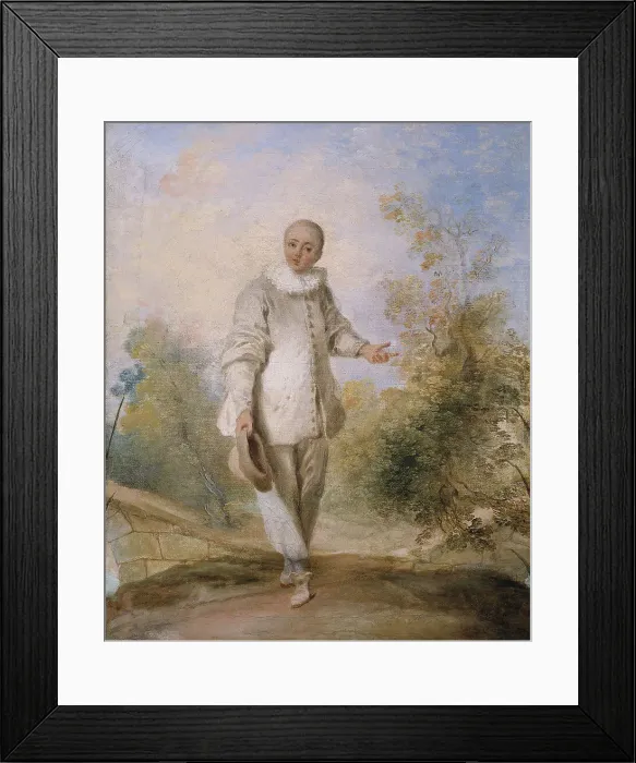Framed Print : Pierrot standing, in a landscape. Creator: Ecole Francaise Framed Print : Pierrot standing, in a landscape. Creator: Ecole Francaise