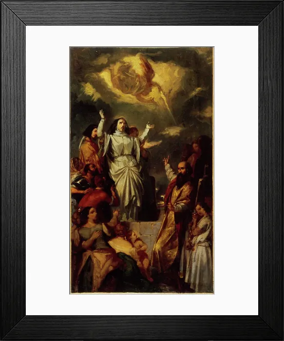 Framed Print : Apotheosis of Saint Genevieve, sketch for the painting in Notre-Dame-de-Lorette church, c1835. Creator: Eugene Deveria Framed Print : Apotheosis of Saint Genevieve, sketch for the painting in Notre-Dame-de-Lorette church, c1835. Creator: Eugene Deveria